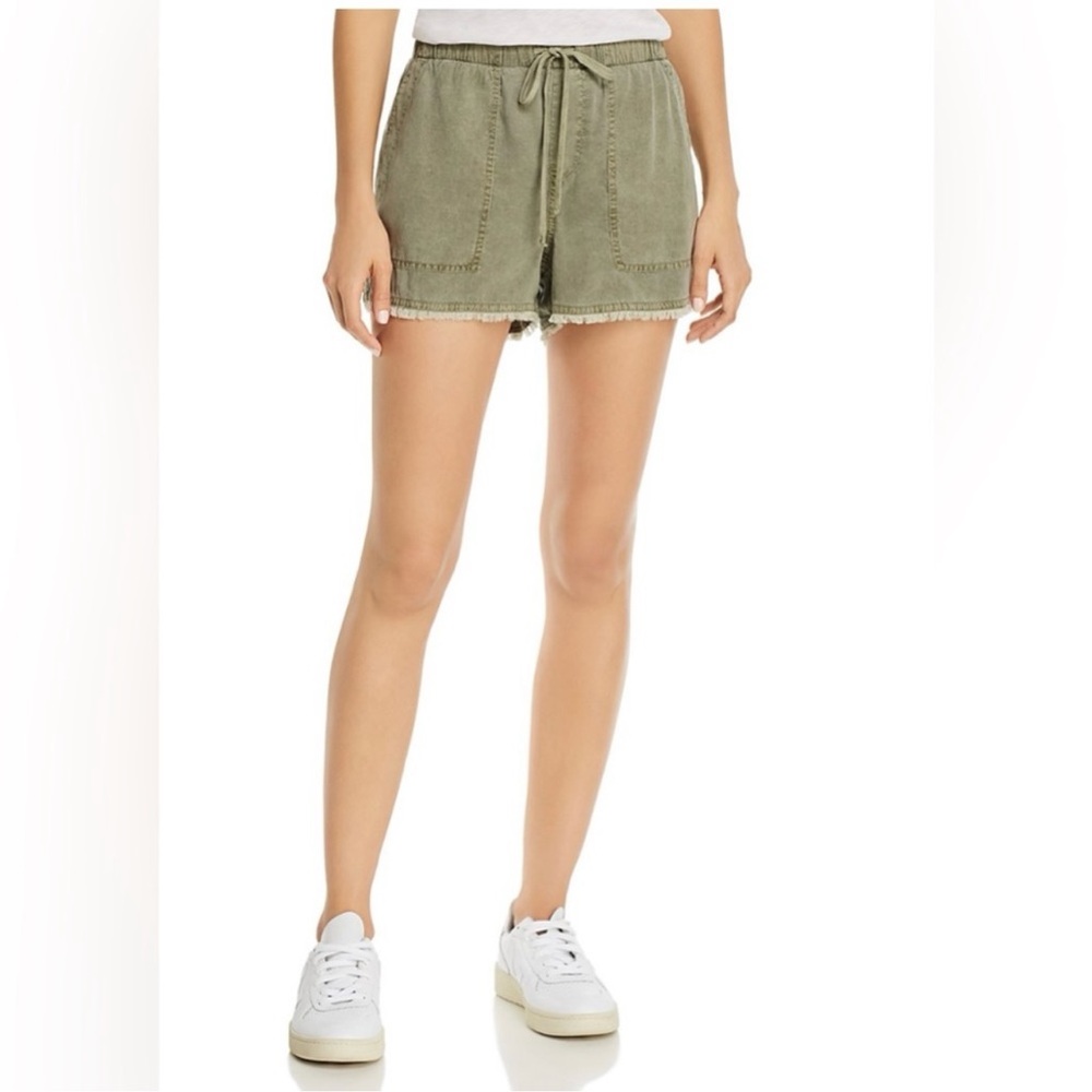 Bella Dahl Frayed Drawstring Shorts, Army Green in Medium